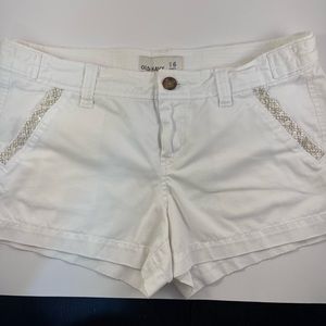 Old Navy Size 6 Shorts White Embellishment on pockets Distressed on front & back